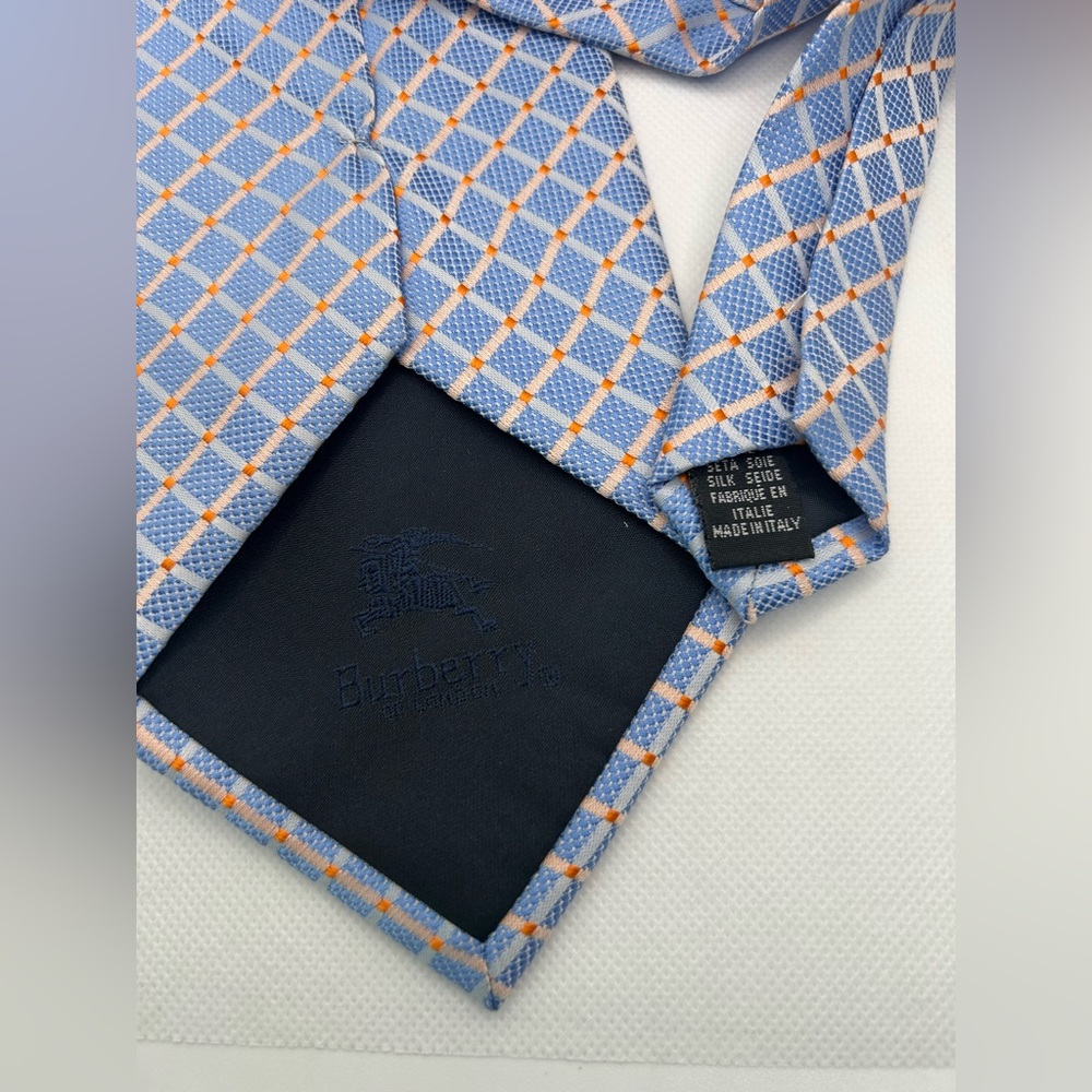 Burberry for London Silk Tie in Blue and Orange Vintage Wide